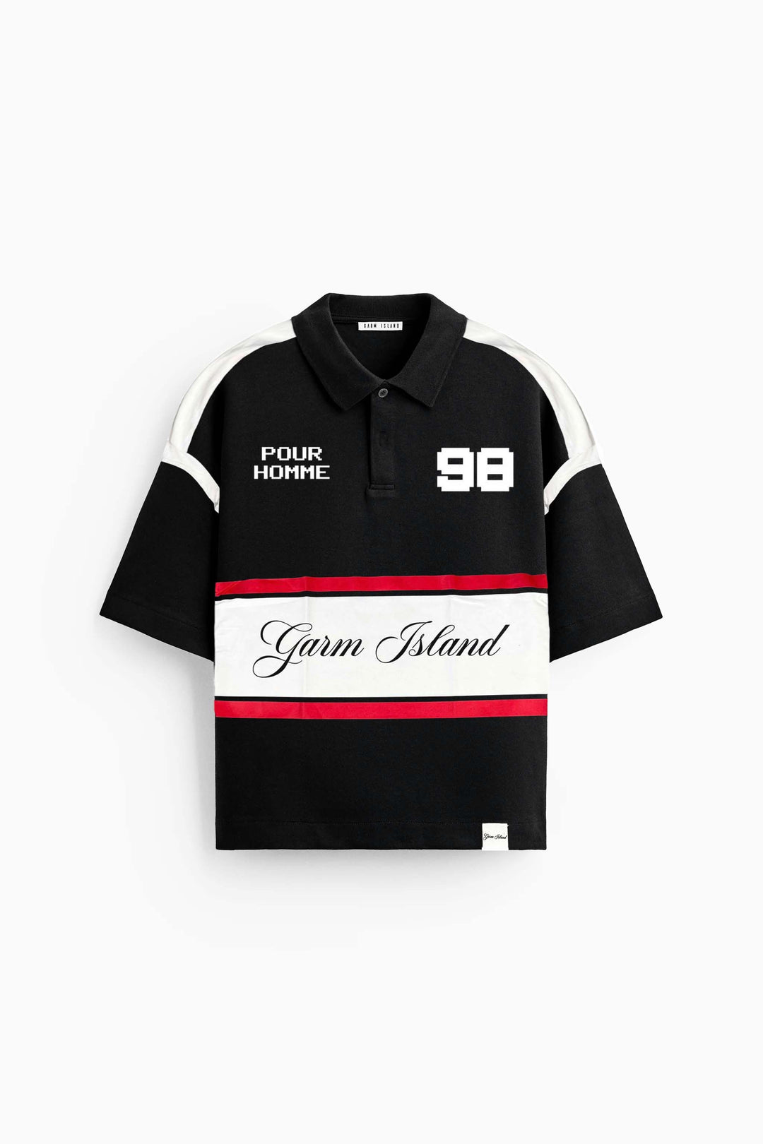 Garm Island Pixel Rugby Polo Shirt in Black