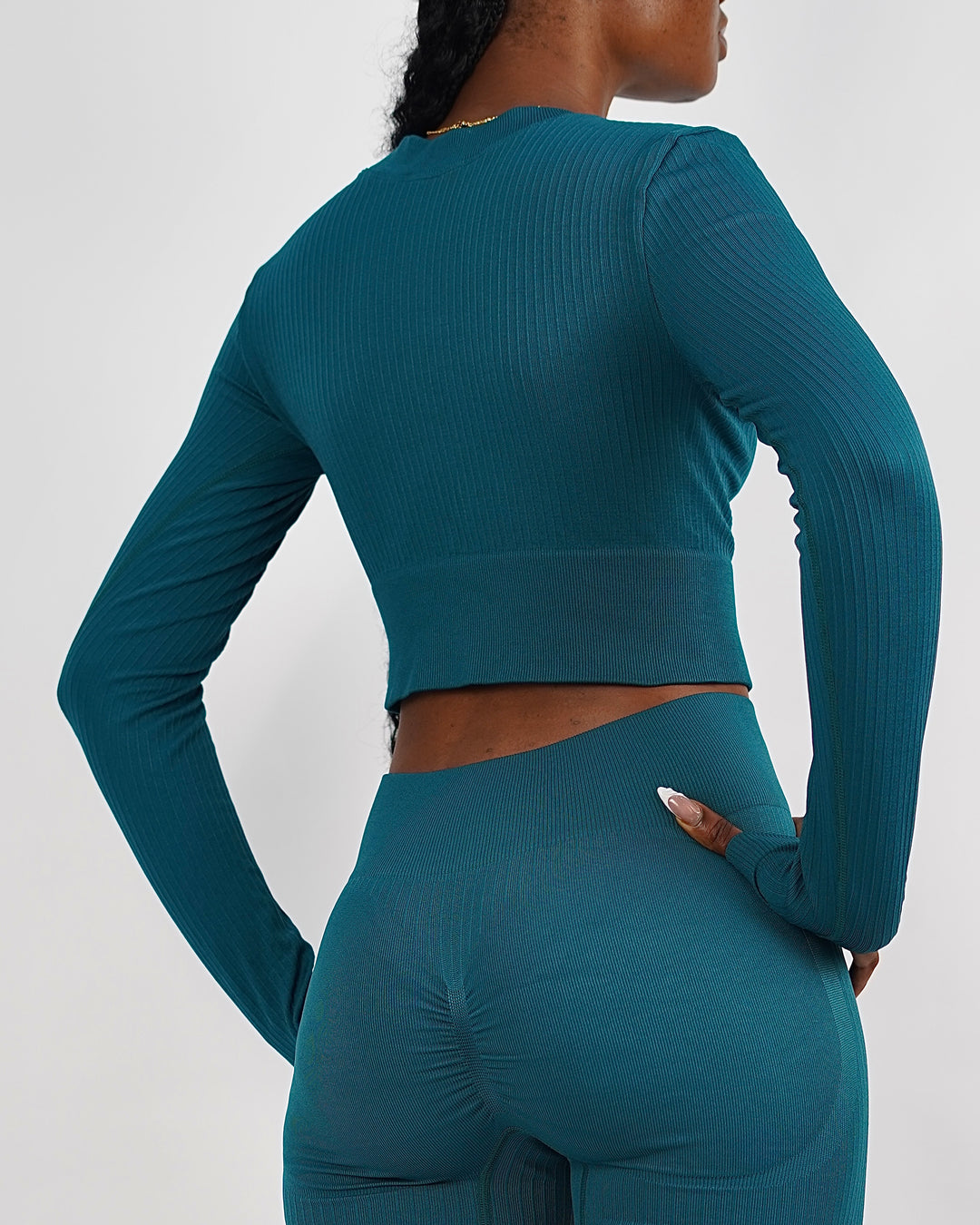 Garm Island Seamless Ribbed Long Sleeve in Cyan Blue