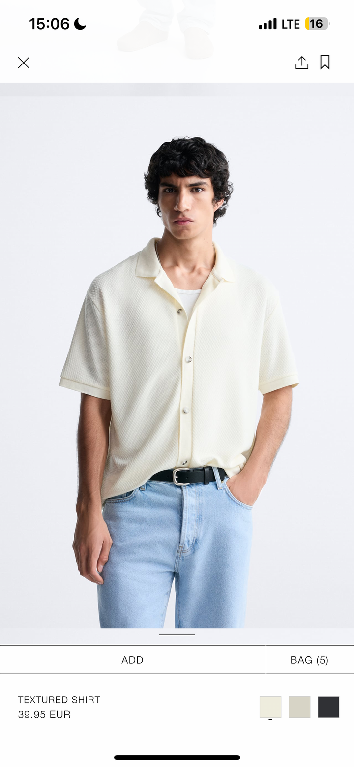 ZARA TEXTURED SHIRT ECRU
