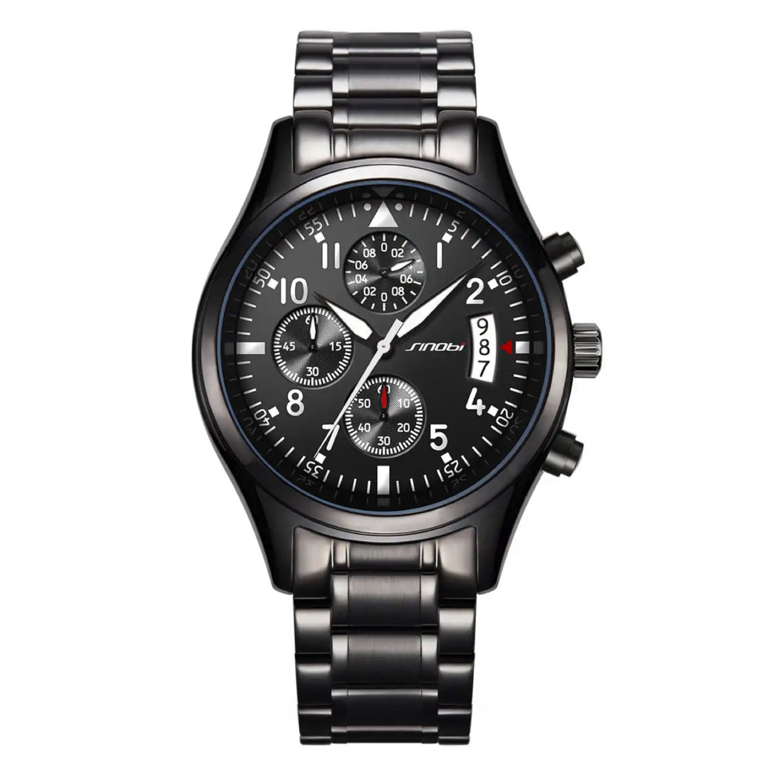 Sinobi Pilot Chronograph wrist watch in black