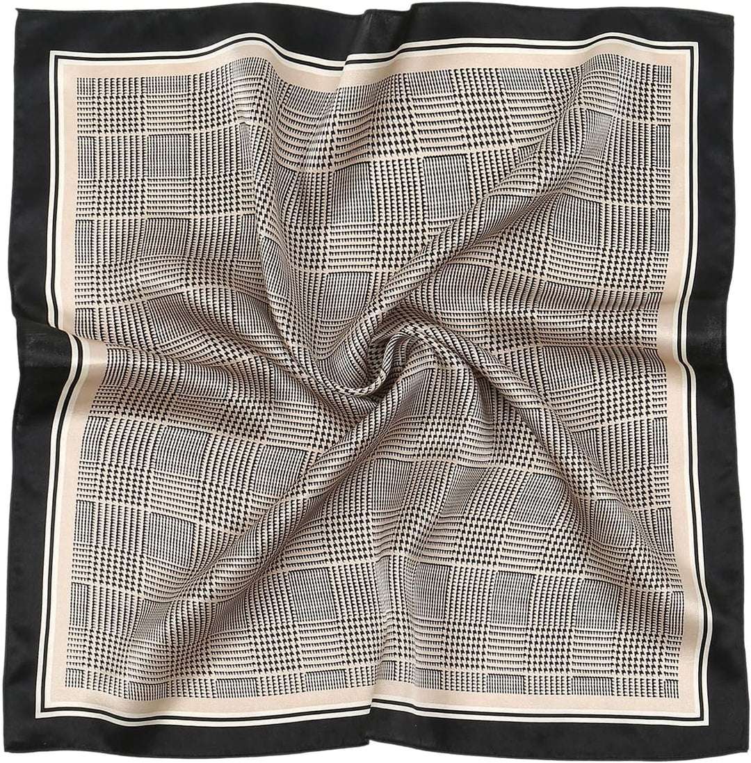 Square Simulation Satin Silk Scarf in Black