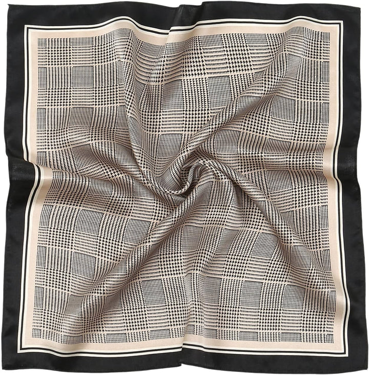 Square Simulation Satin Silk Scarf in Black