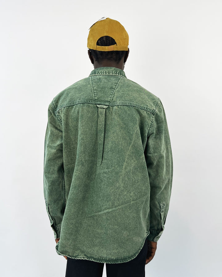 Blend Washed Denim Shirt in green