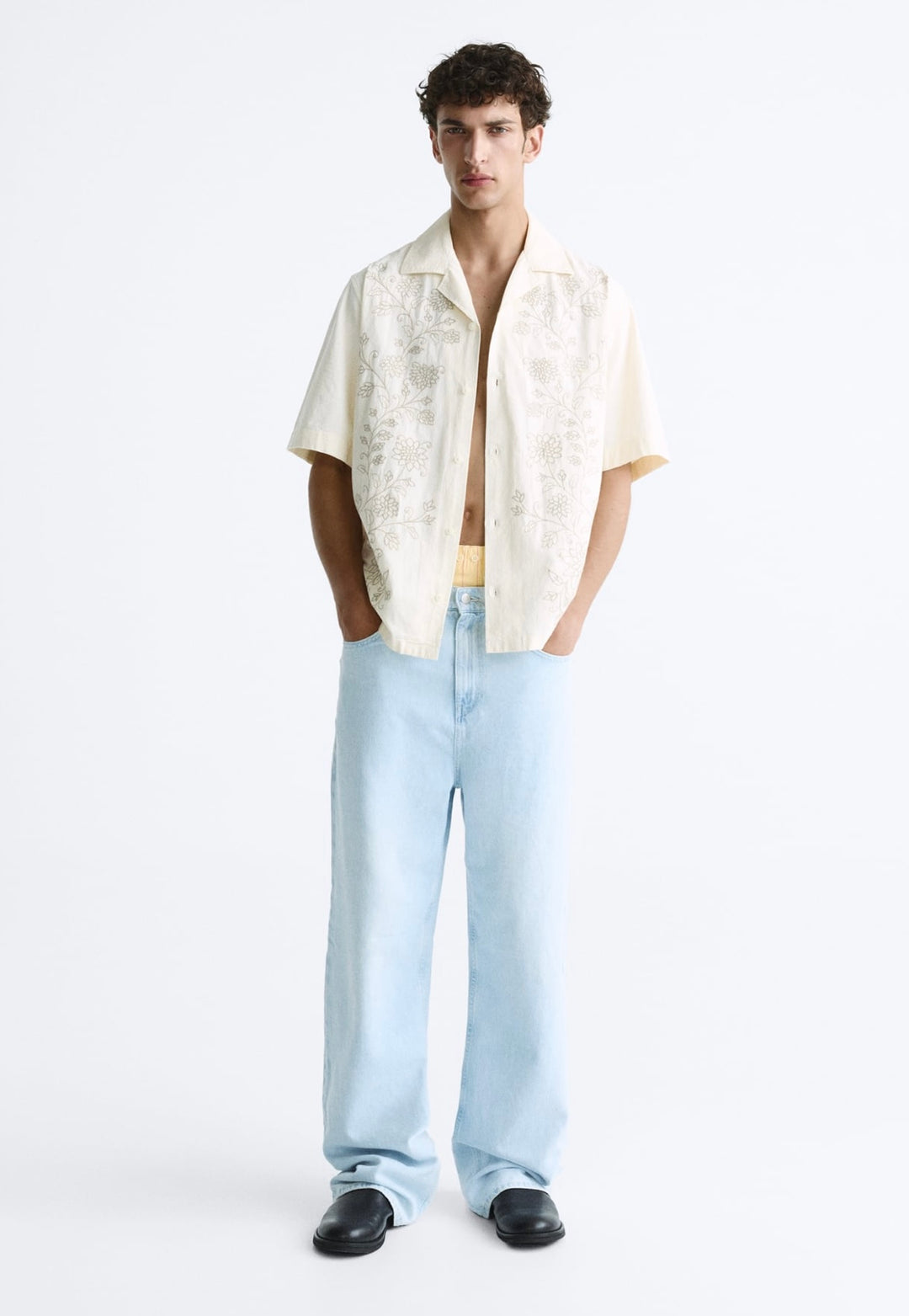 ZARA EMBROIDERED SHIRT SAND