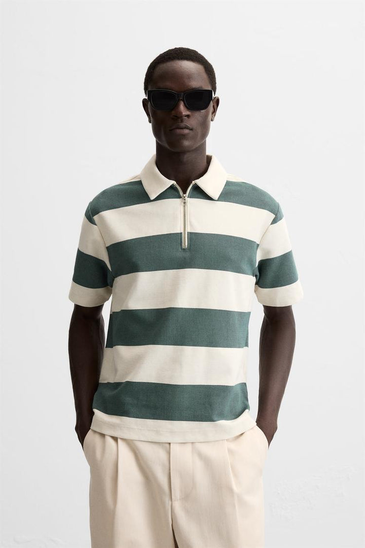 ZARA TEXTURED WEAVE POLO SHIRT