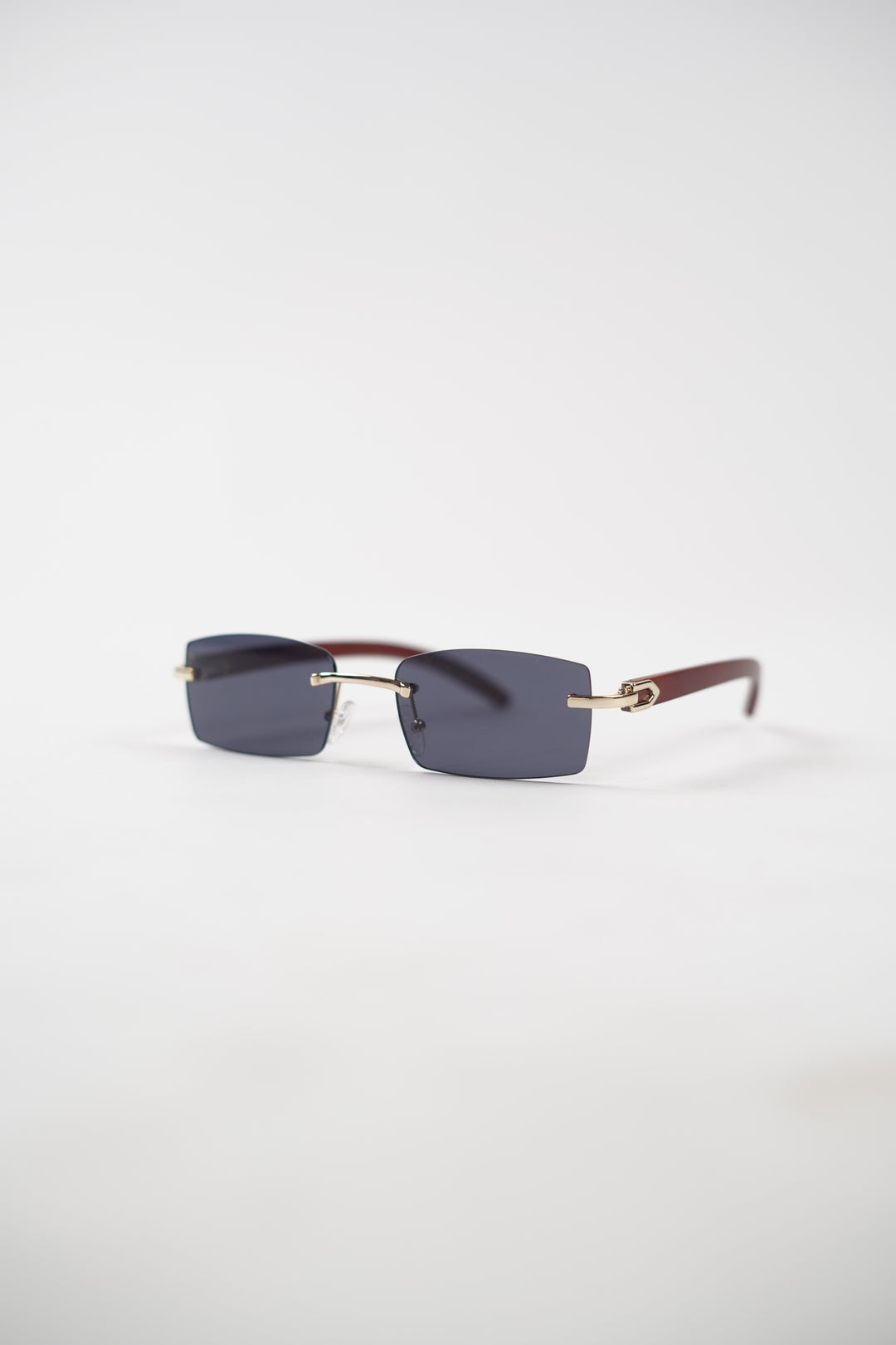 Buffalo Horn Rimless Wood Frame Sun glasses in Black