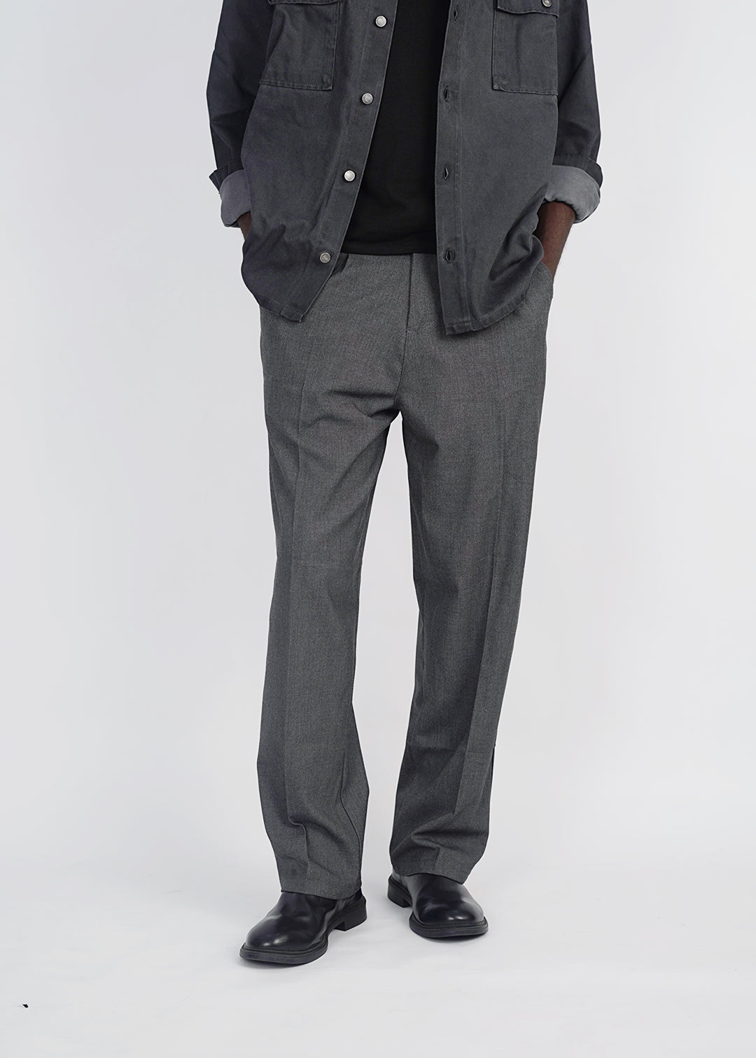 Snazzy smart wide leg pants in dark grey