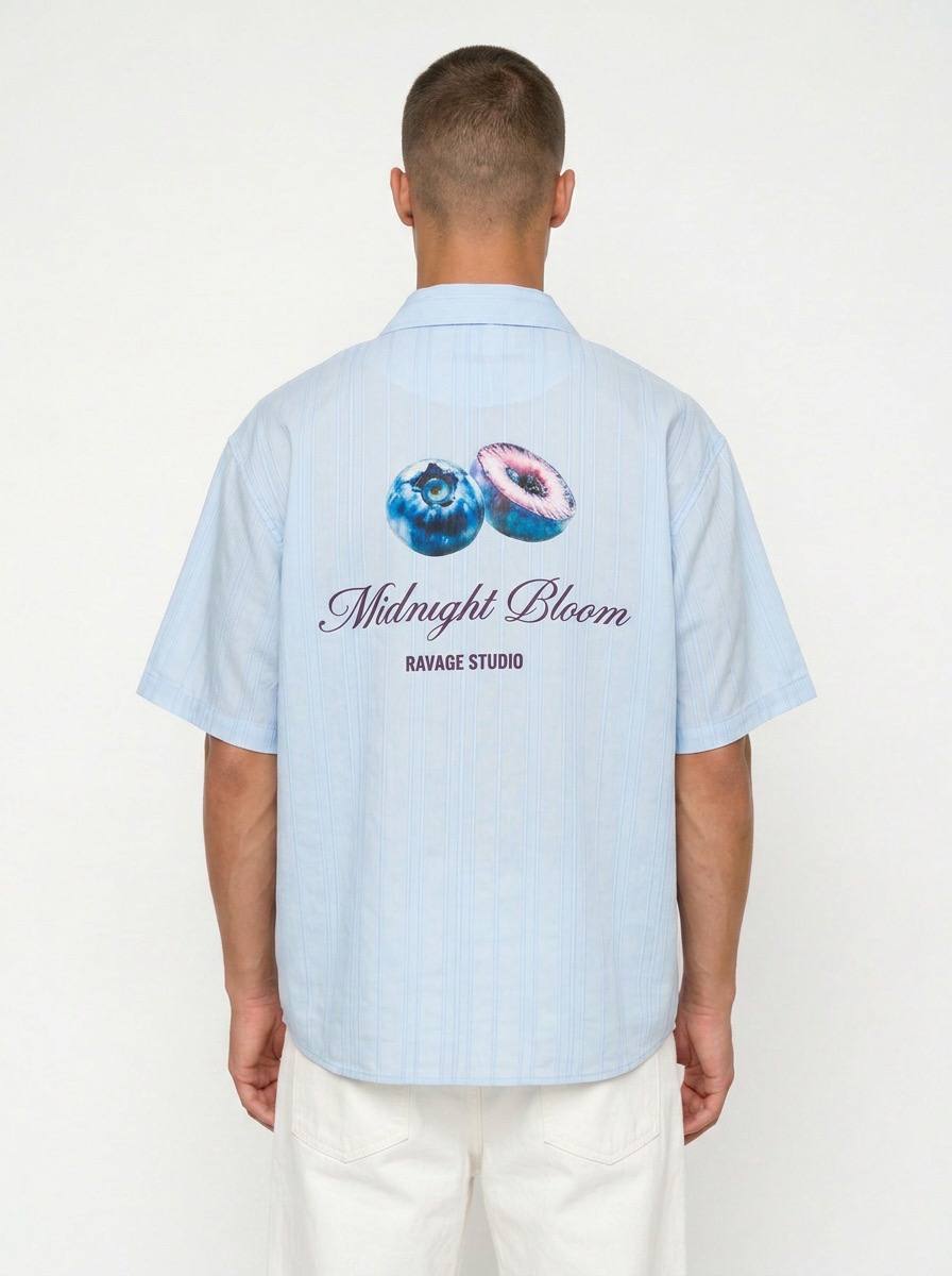Essence of Life Ravage Studios Striped Shirt in Light blue