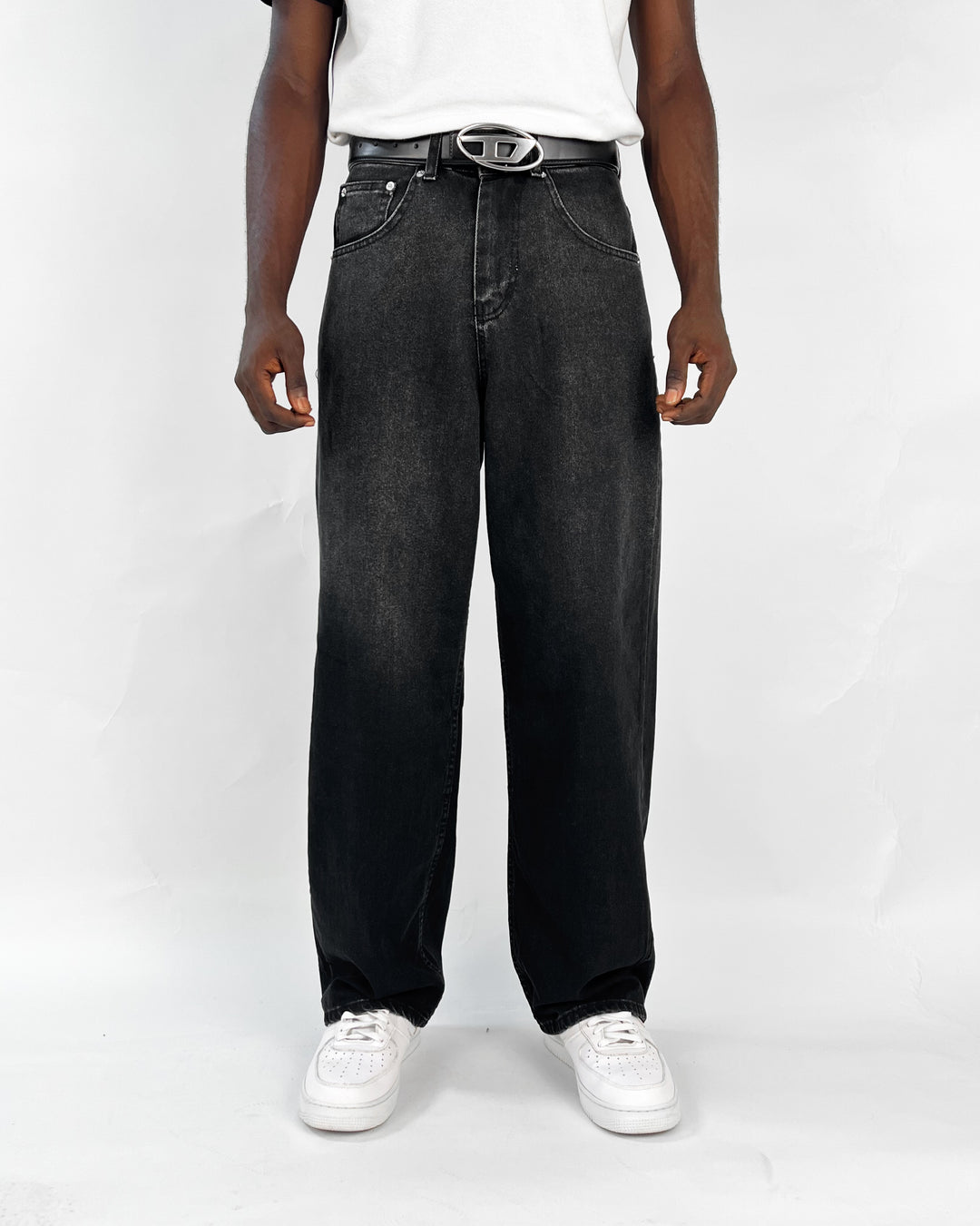 GIESTO baggy jeans in two tone black