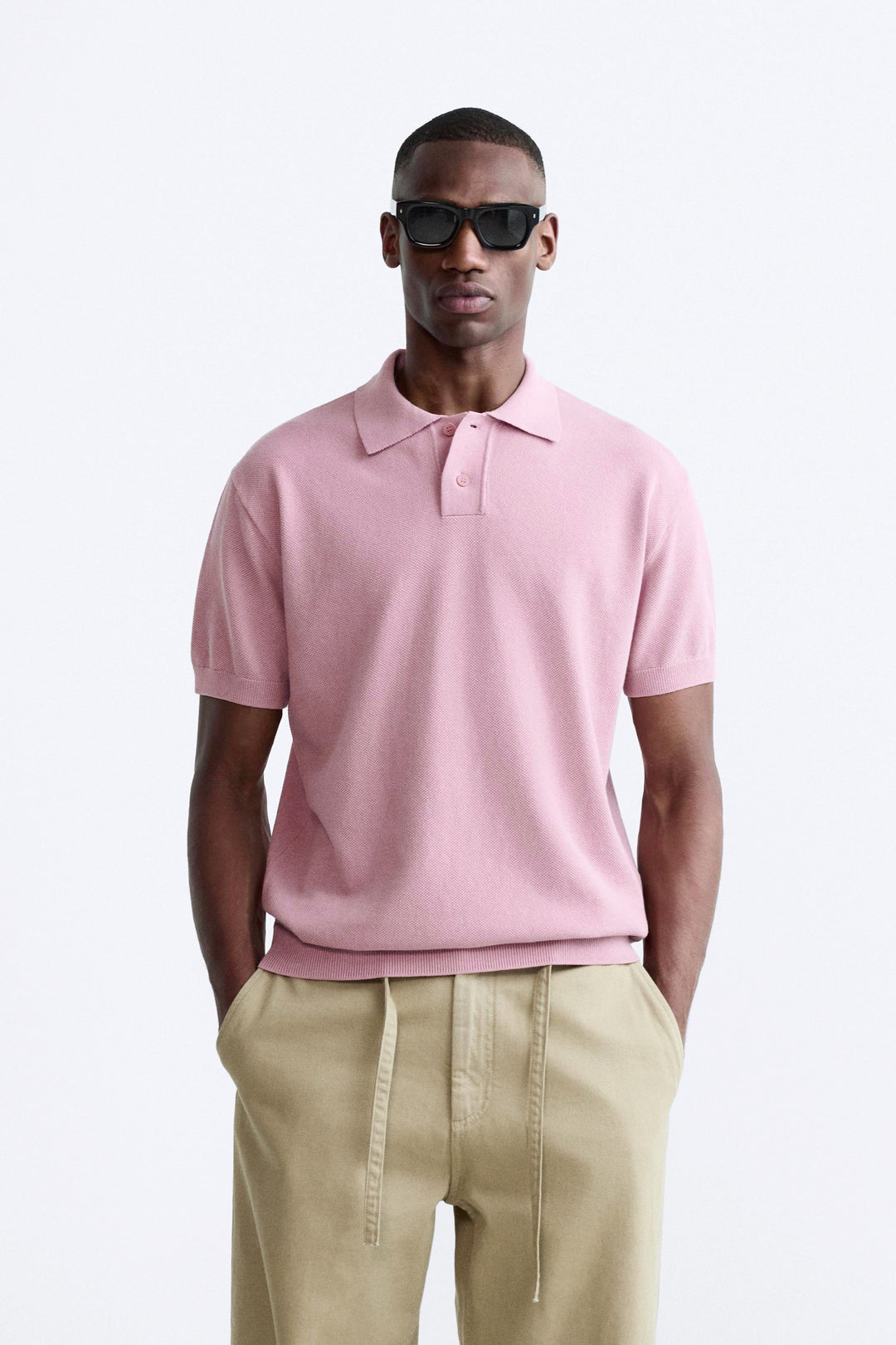 Garm Island Basic Knit Polo in Pink