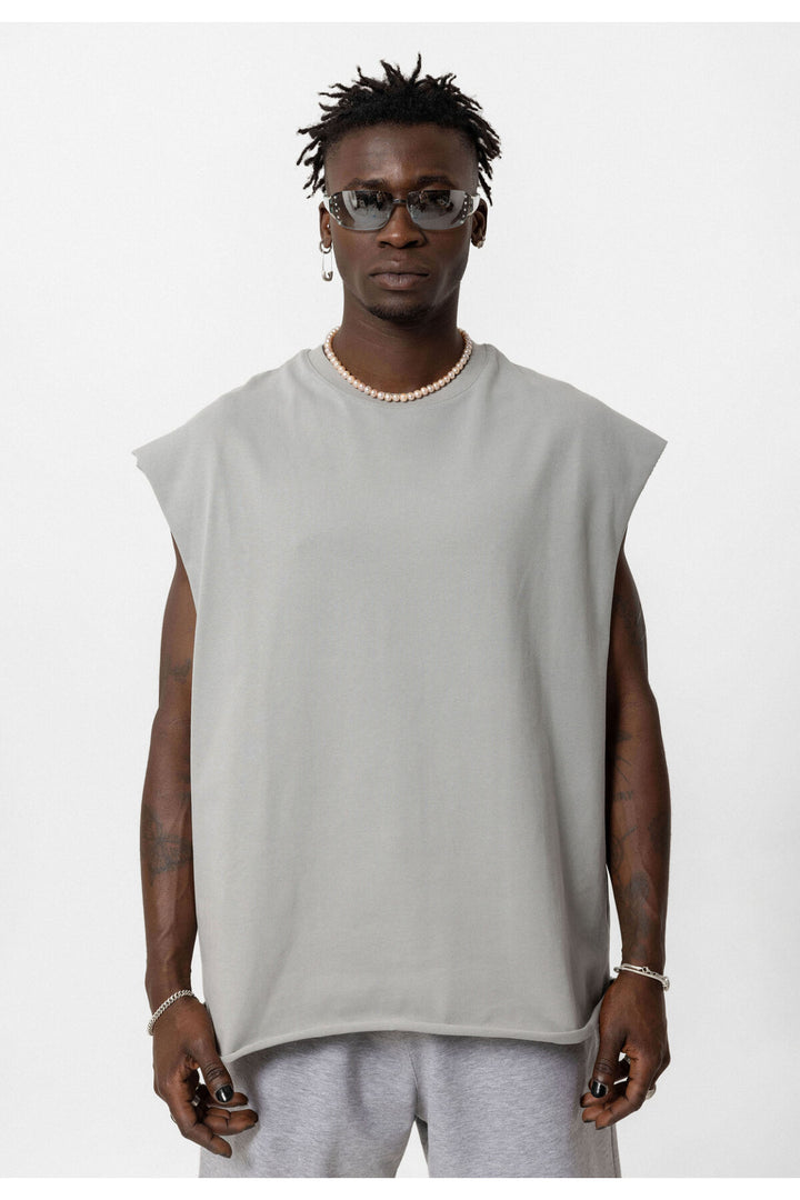 Vamos Oversized Sleeveless T-shirt in Grey