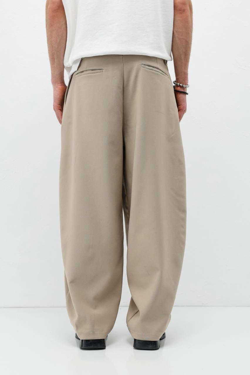 Vamos Wide-Leg Pleated Pants in Khaki
