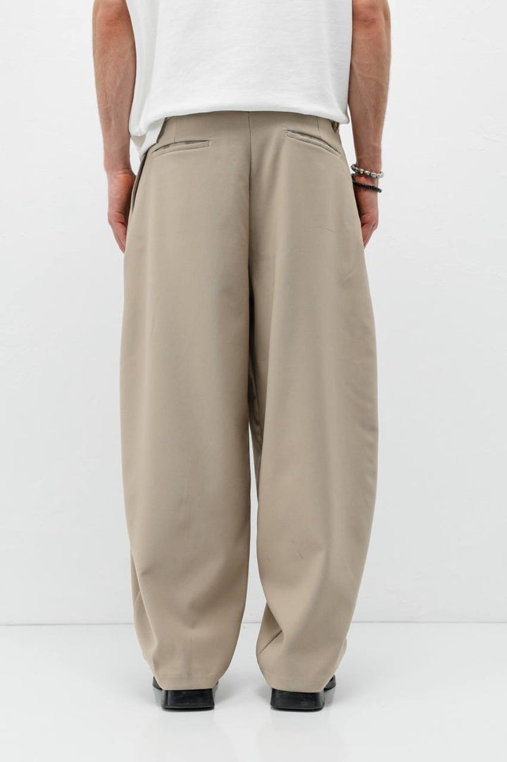 Vamos Wide-Leg Pleated Pants in Khaki