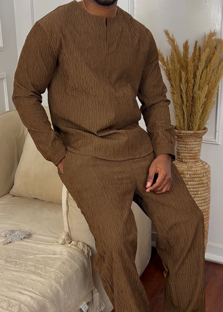 Garm Island Creased long sleeve set in brown