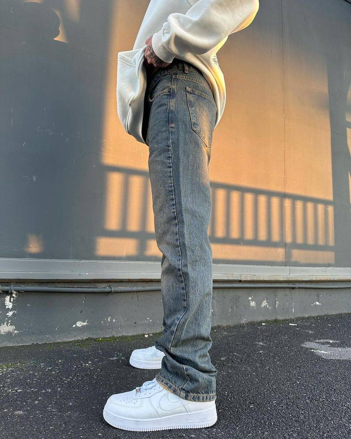 Difransel acid wash straight fit jeans in dark blue