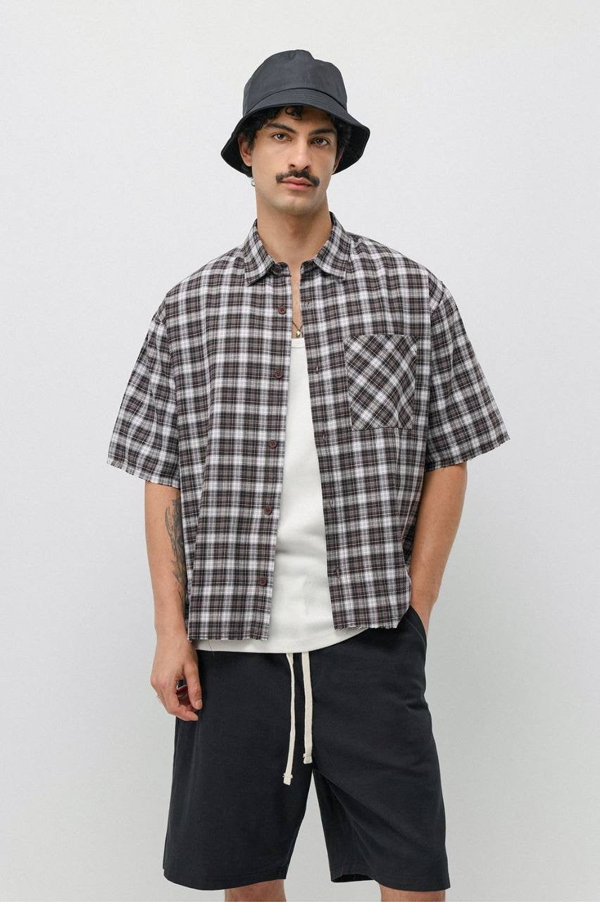 Vamos Plaid Short Sleeve shirt in brown