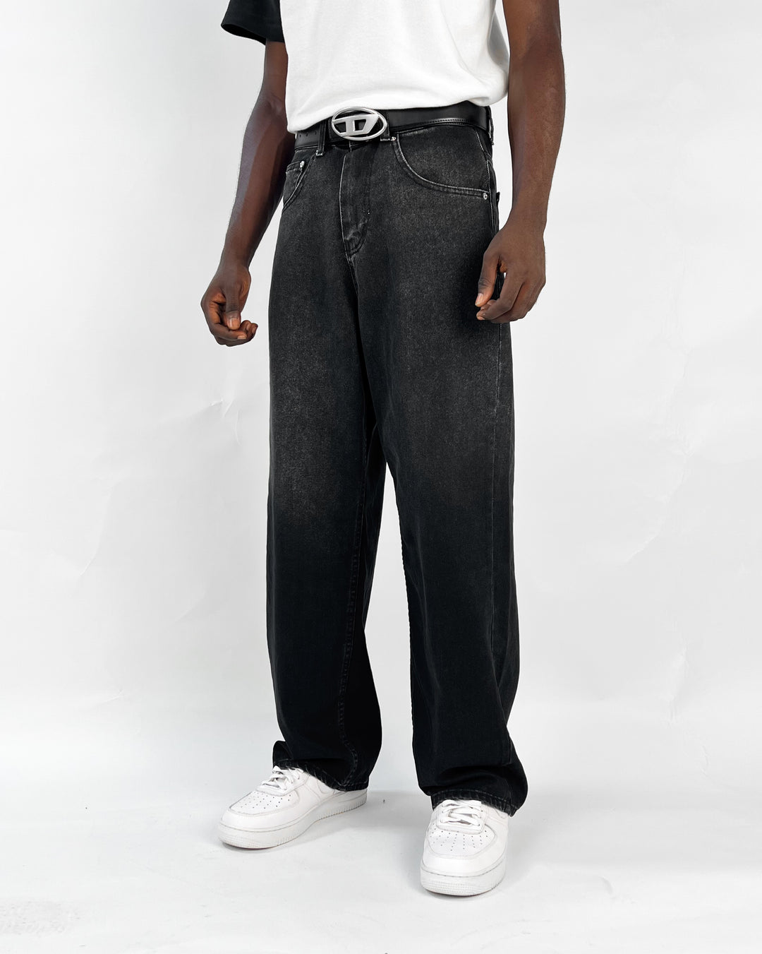 GIESTO baggy jeans in two tone black