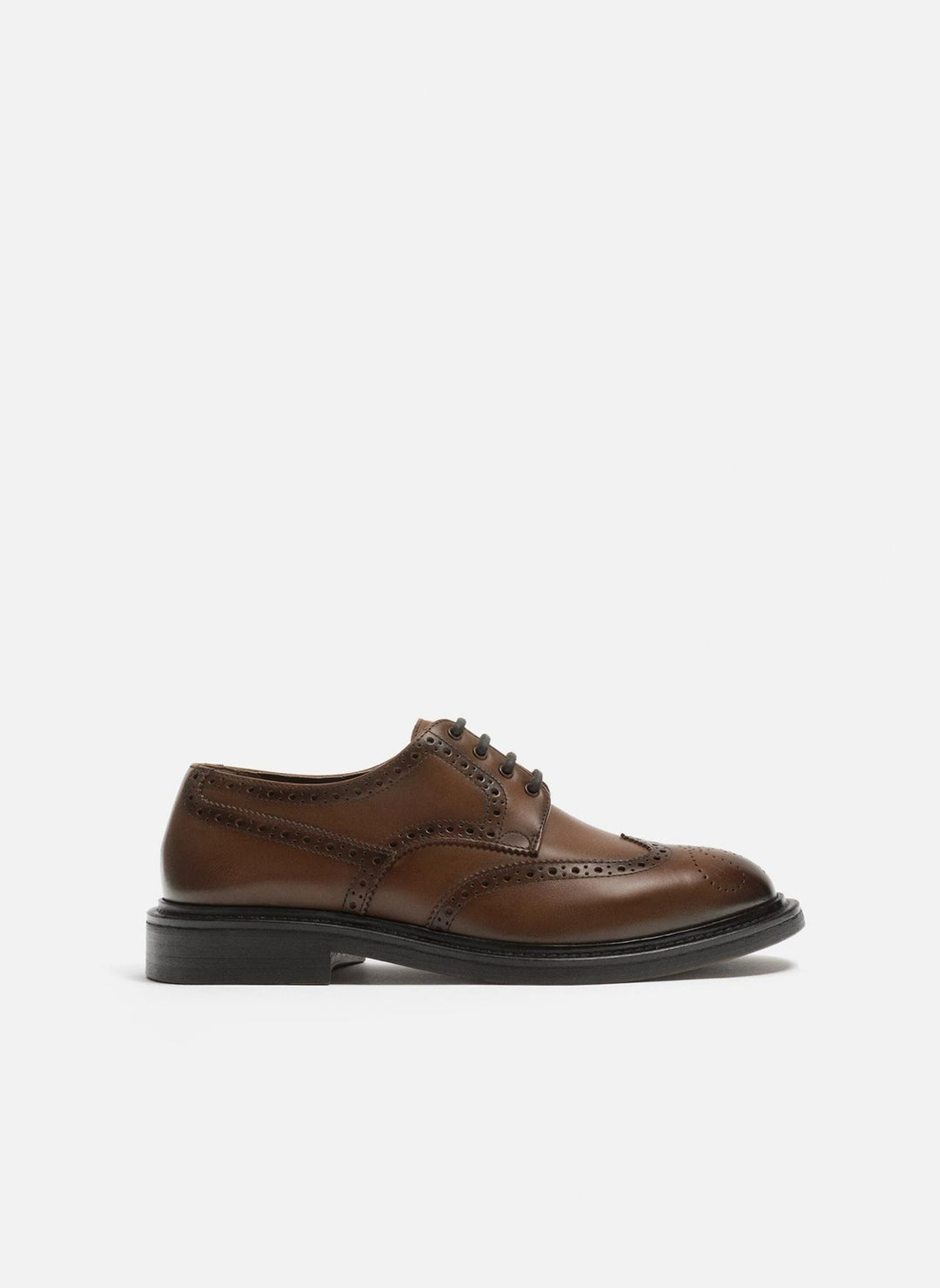 ZARA LEATHER TRACK SOLE SHOES BROWN