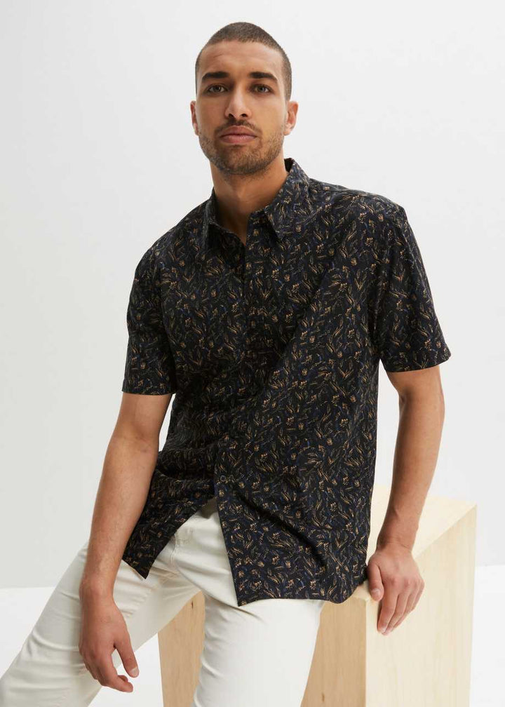 Bonprix floral print shirt in black