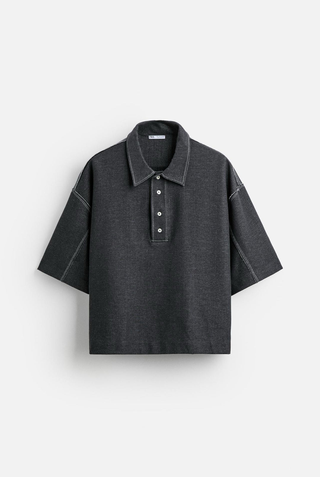 ZARA CONTRAST TOPSTITCHING POLO SHIRT