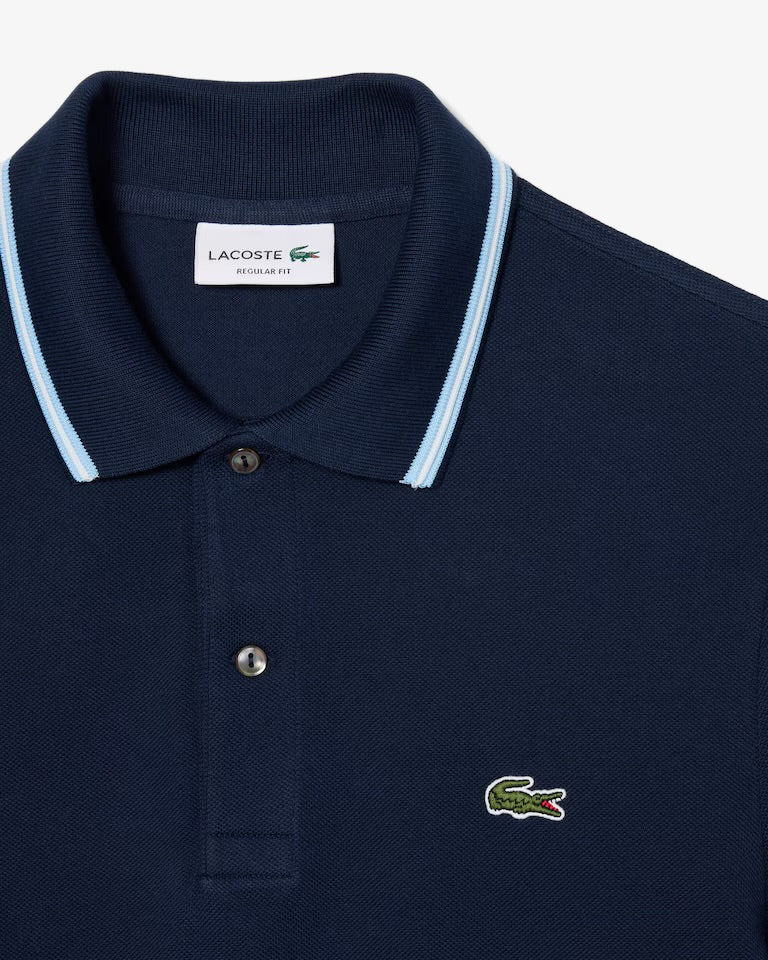 Lacoste Tipped Short Sleeve Polo Shirt in Navy