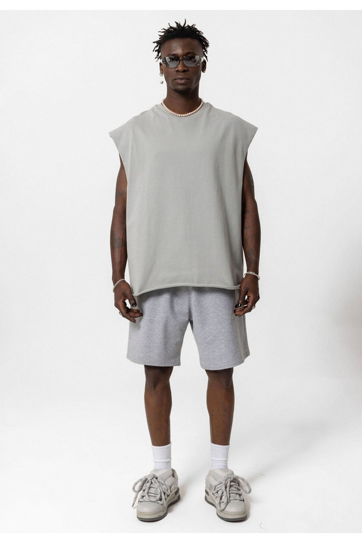 Vamos Oversized Sleeveless T-shirt in Grey