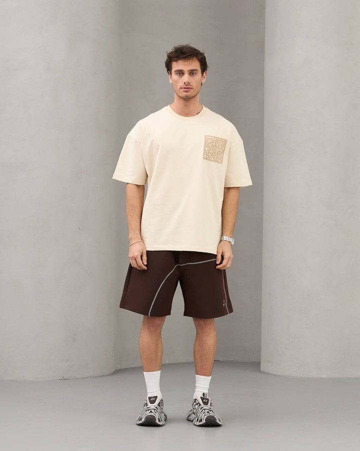 2morrow embroidered paisley T-shirt in beige