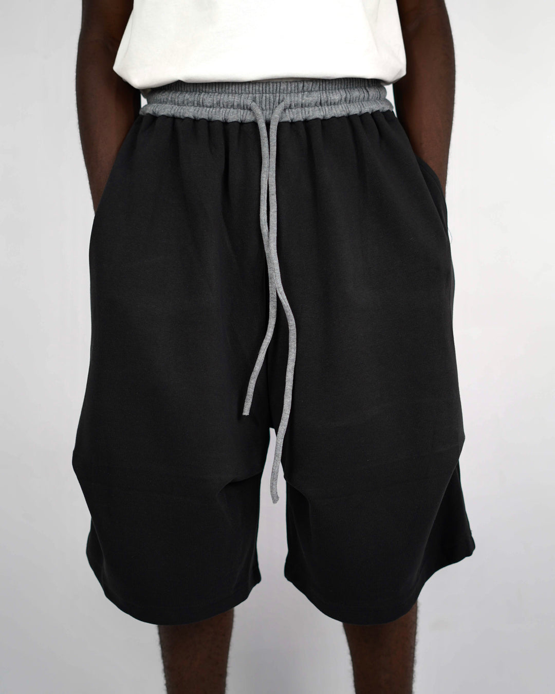 Nuclear Fussion layered Sweat Shorts in Black