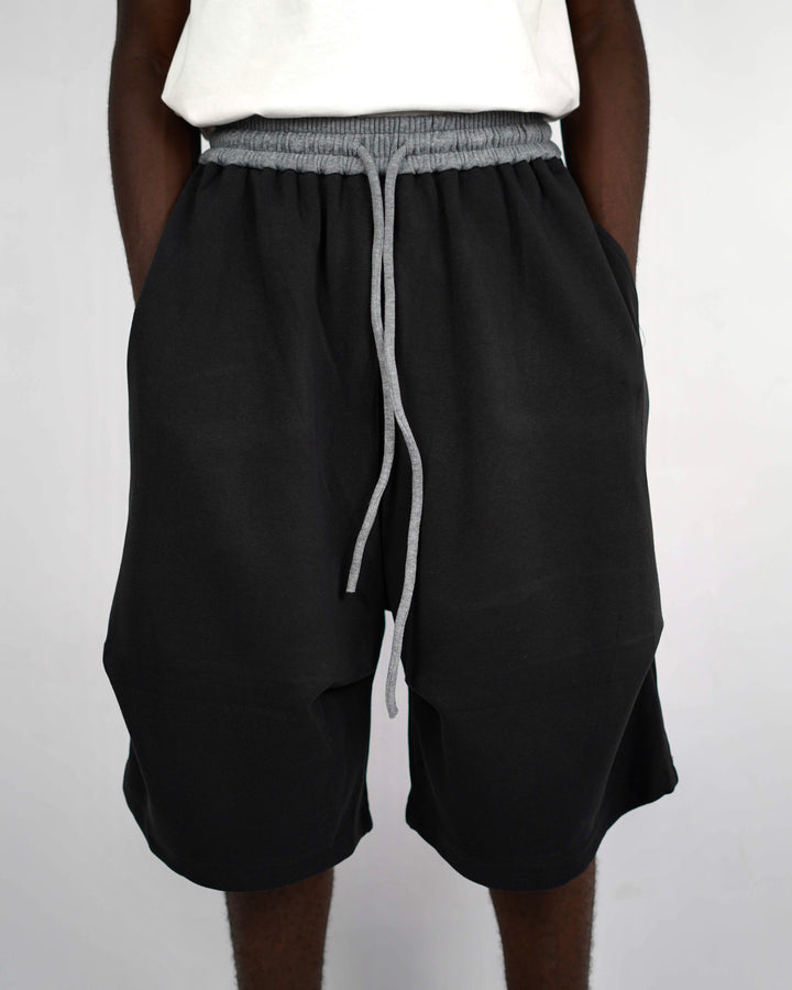 Nuclear Fussion layered Sweat Shorts in Black