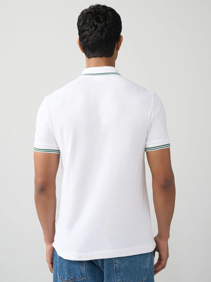 Lacoste Tipped Short Sleeve Polo Shirt in White