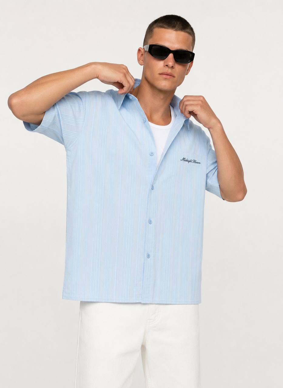 Essence of Life Ravage Studios Striped Shirt in Light blue