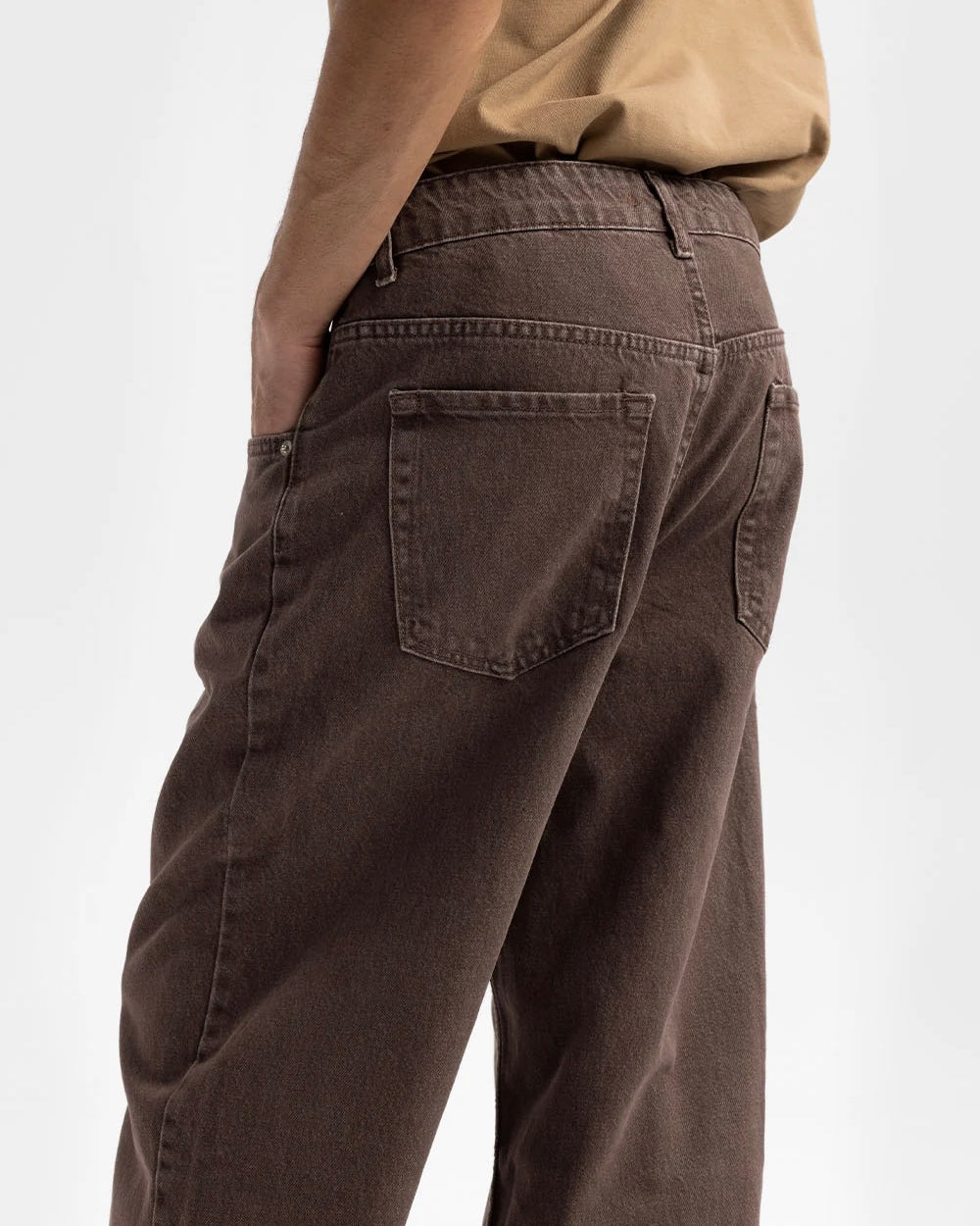 Giesto Washed Baggy Jeans in Brown