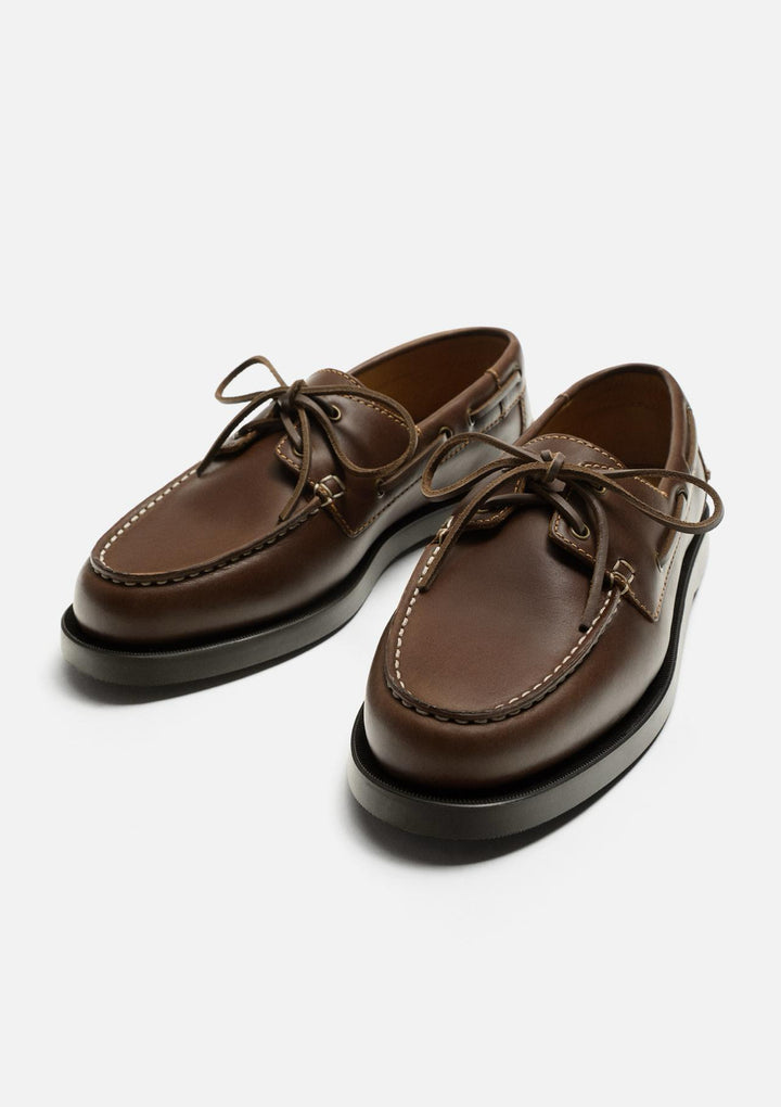 ZARA LEATHER TASSEL LOAFERS IN BROWN