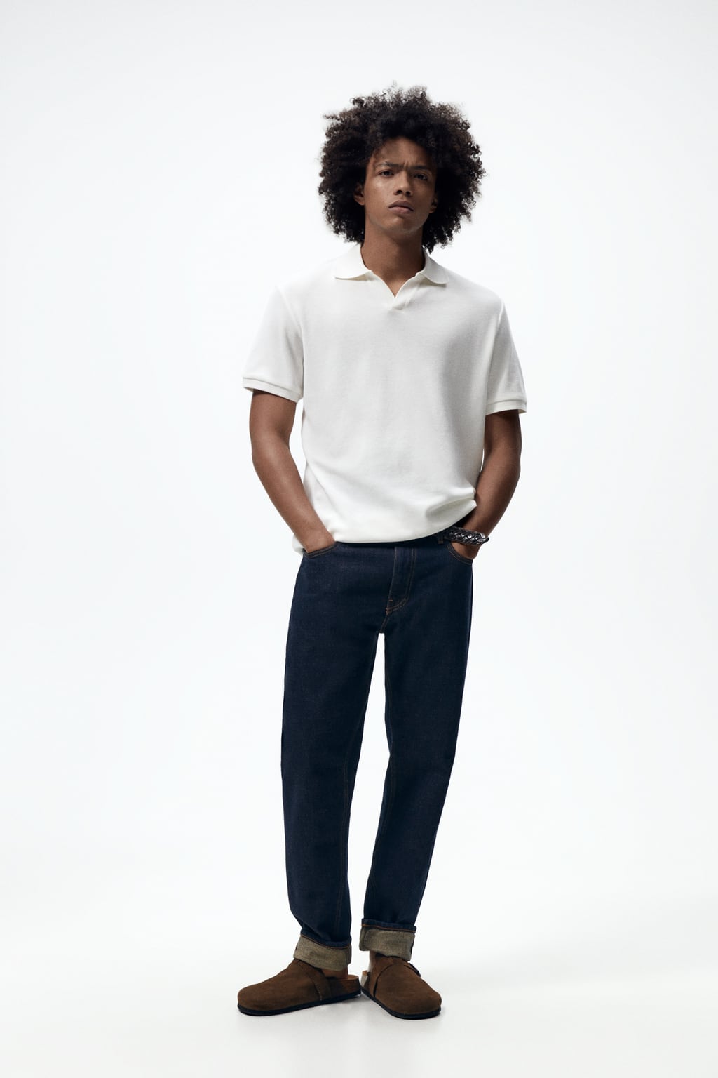 Garm Island Textured Knit Polo Shirt in White