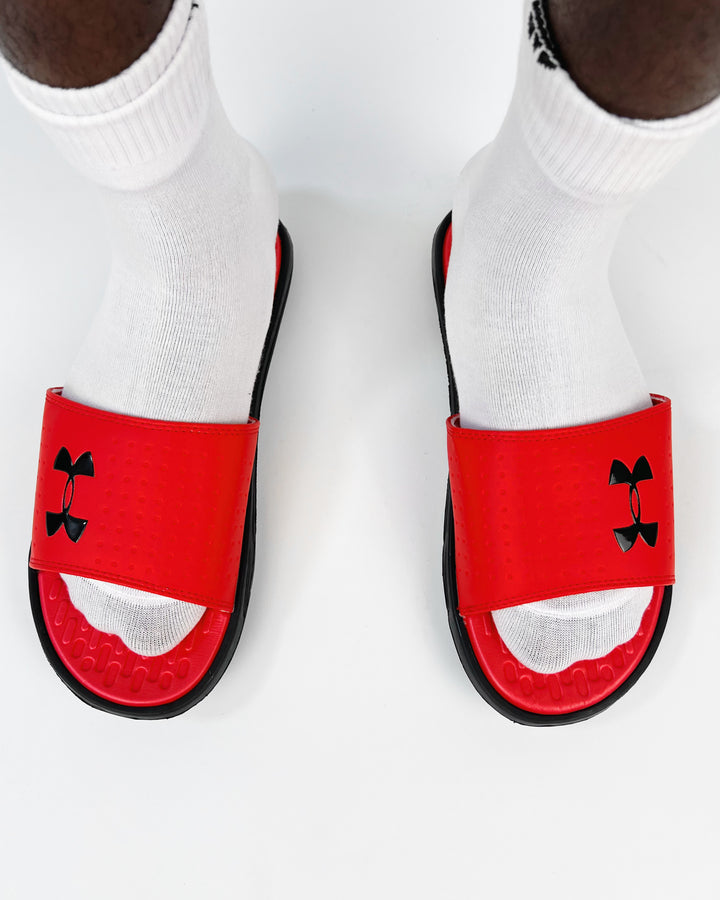 Under Amour Playmaker Slides in Red