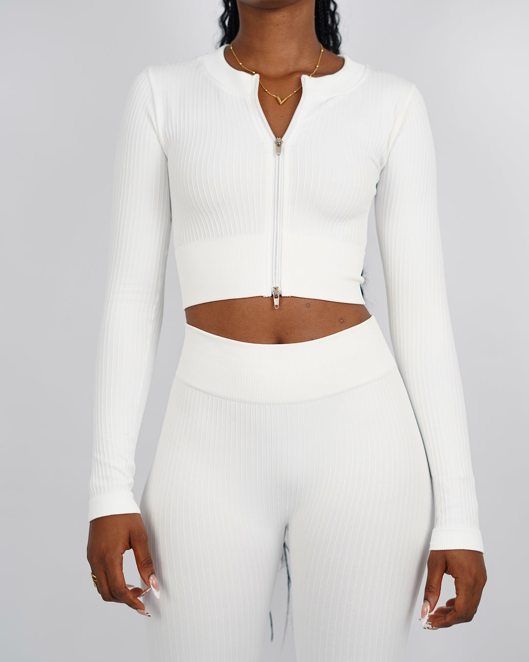 Garm Island Seamless Ribbed Long Sleeve in white