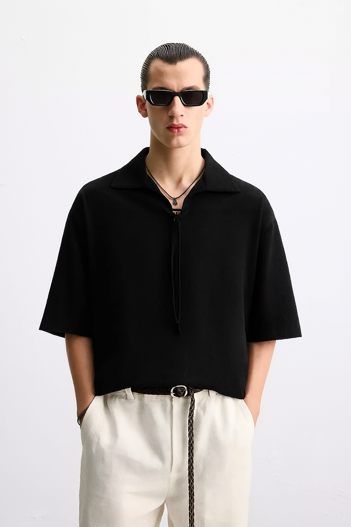 Garm Island Summer Polo Shirt in Black