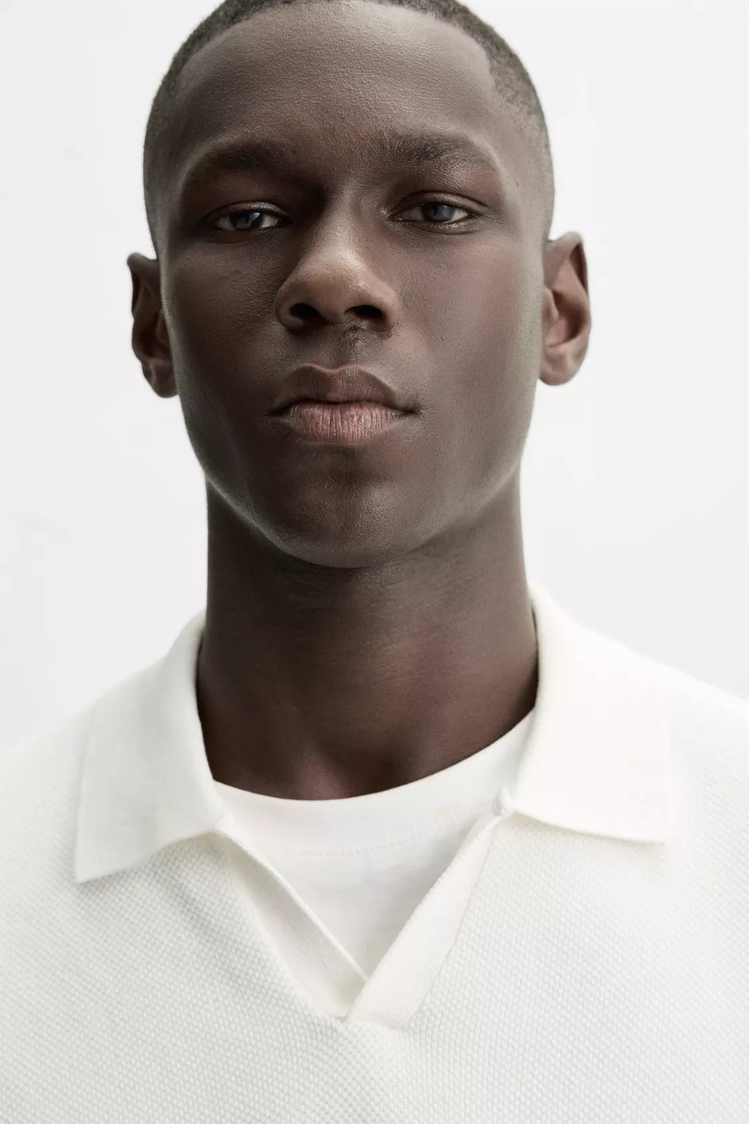 Garm Island Textured Knit Polo Shirt in White