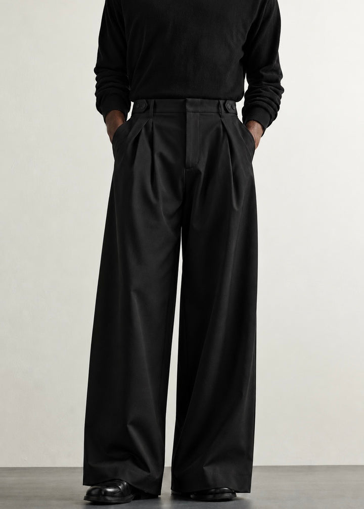 Garm Island Wide Leg Adjustable Pants in Black