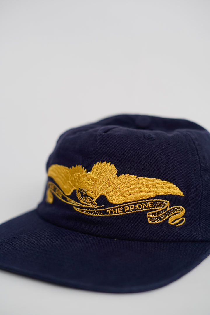 Adjustable Wide Brim American Retro Cap in Blue