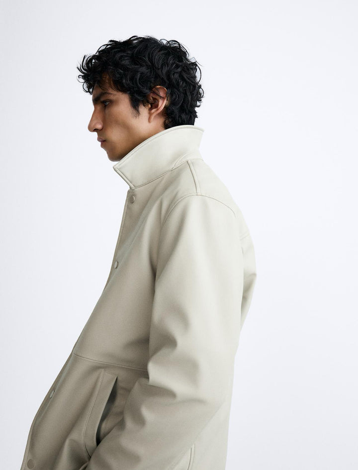 ZARA LEATHER EFFECT JACKET OYSTER WHITE