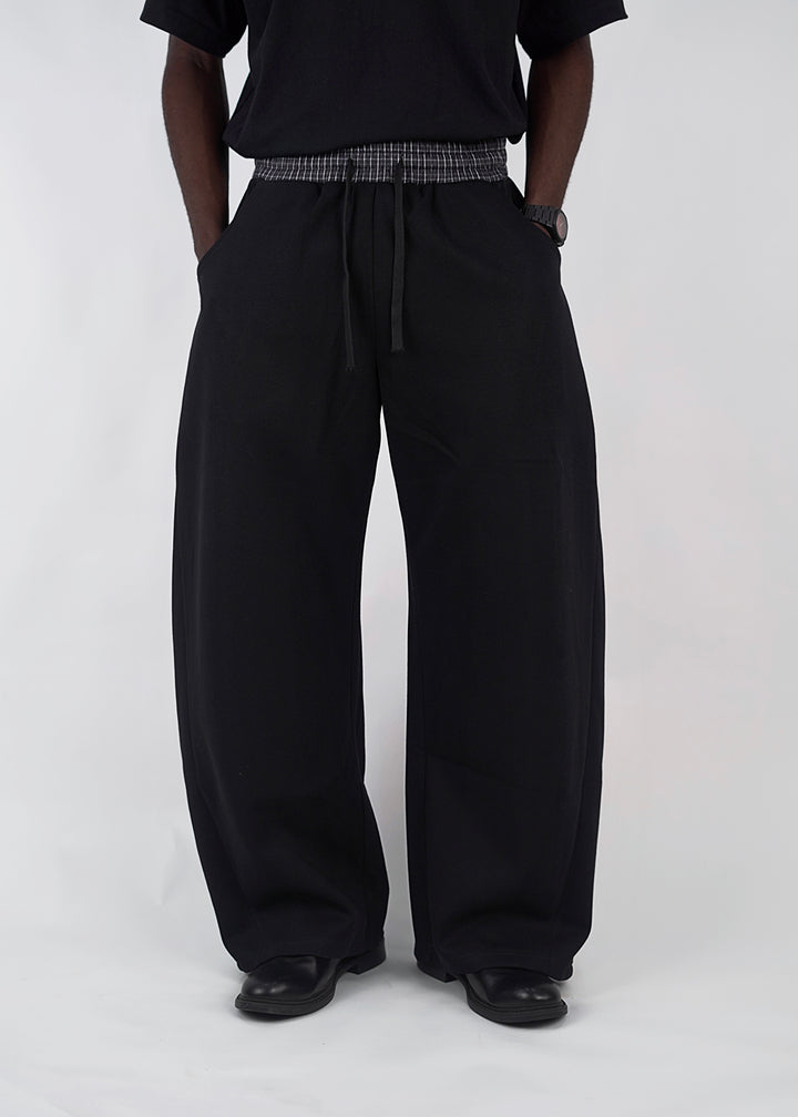 Garm Island Barrel Check Detail Sweatpants in Black