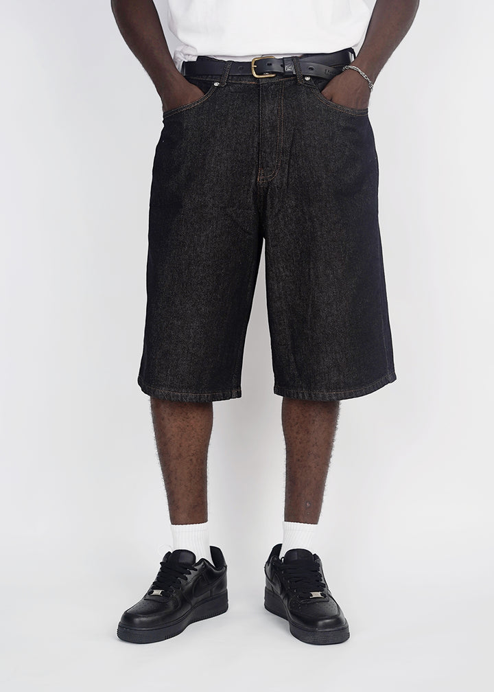 Vamos Baggy Jeans Shorts in Dry Black Denim