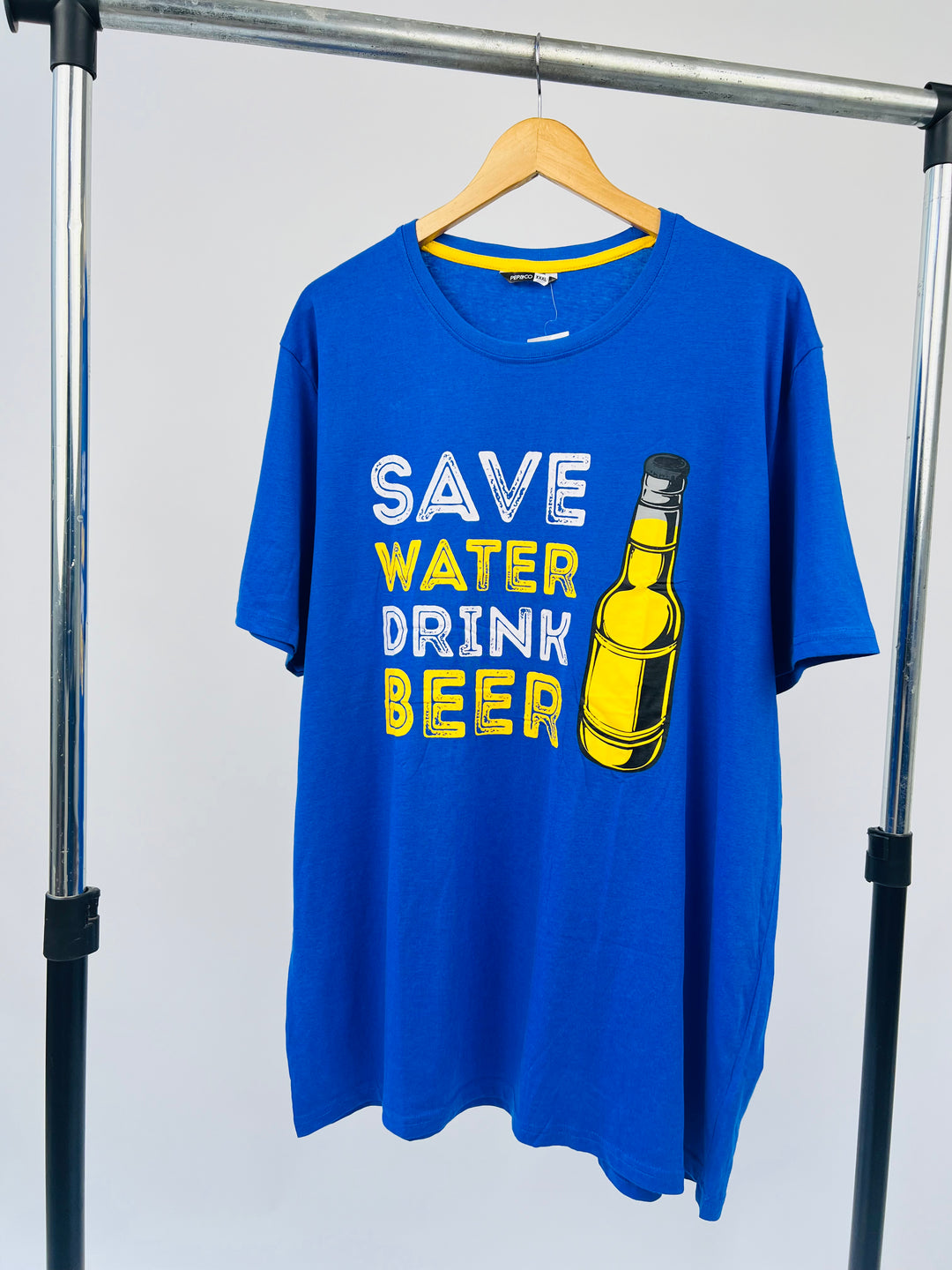 Save water text print t-shirt in blue