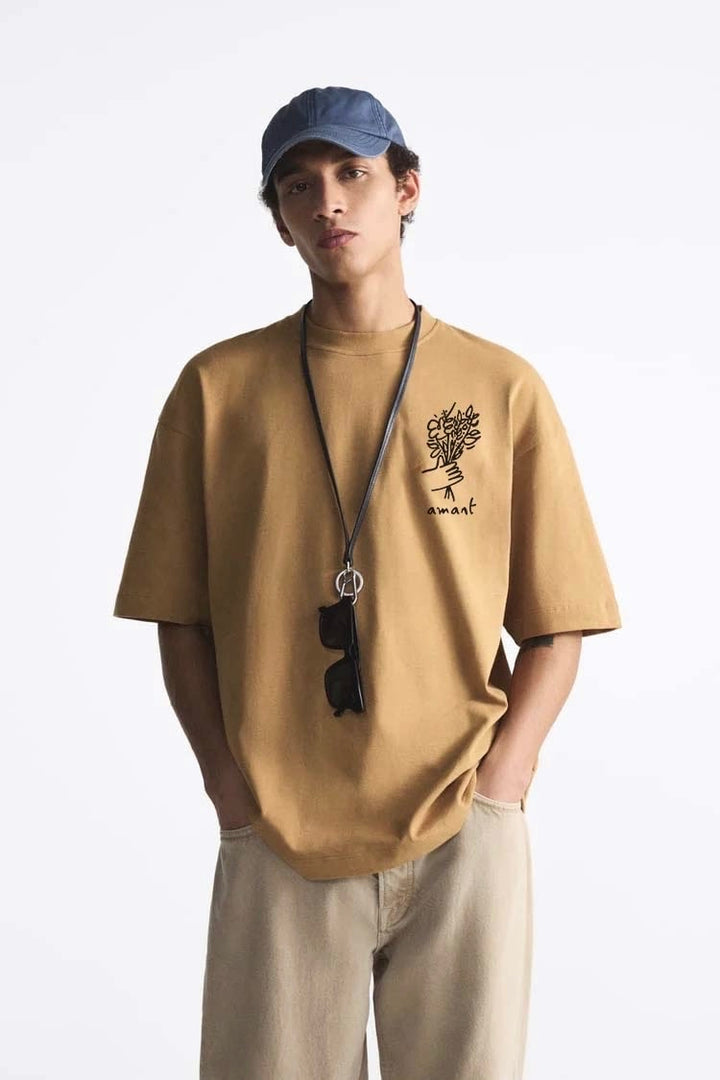 Garm Island Oversized Amant Backprint T-shirt in brown