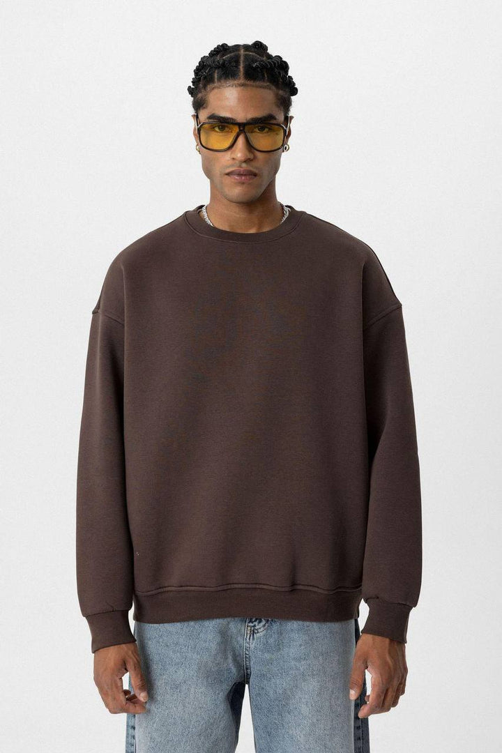 Vamos Premium Oversized Sweatshirt in Brown