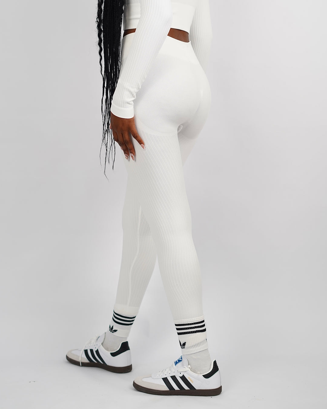 Garm Island Seamless Ribbed Leggings in white