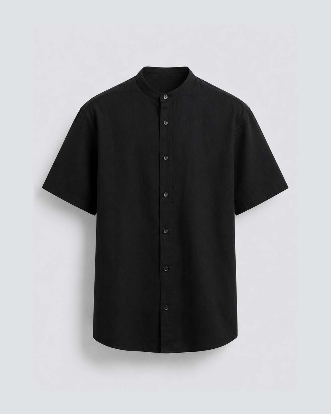 Massimo Linen Short Sleeve Button Down Shirt in Black