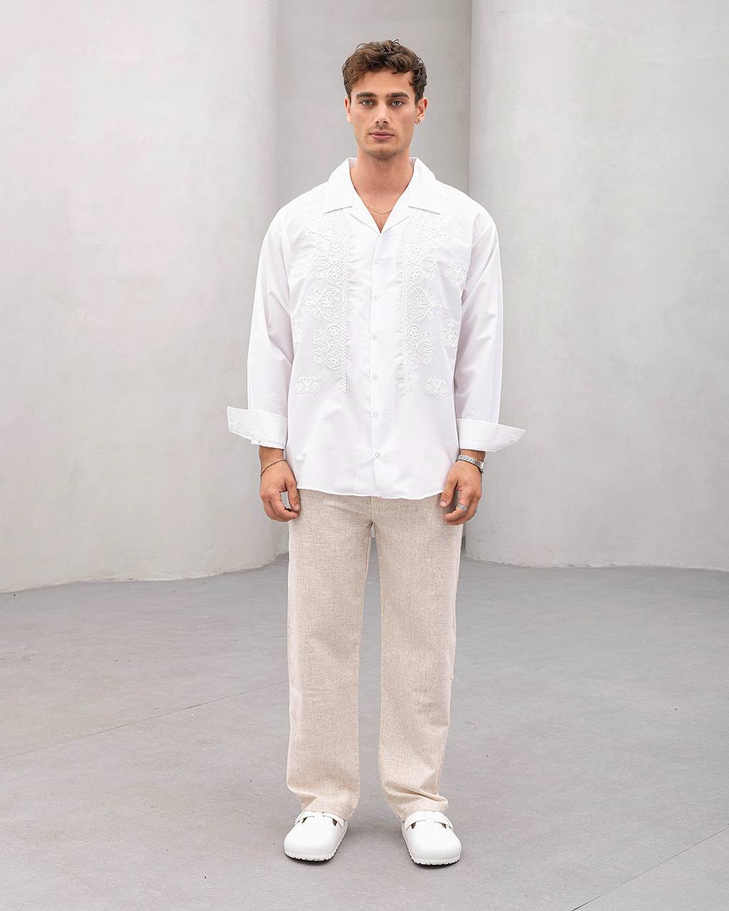 2morrow Floral Lace Panel Shirt in white
