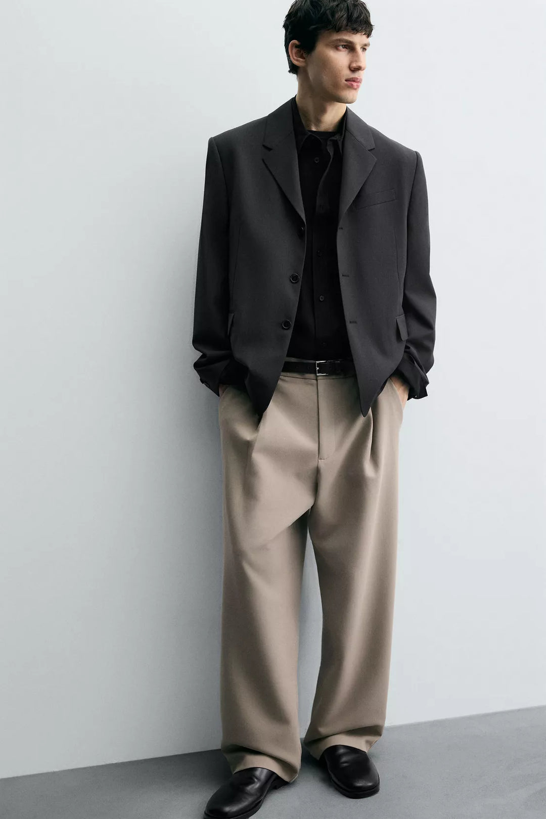 Snazzy smart wide leg pants in beige